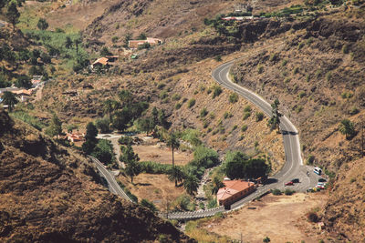 High angle view of road on mountain