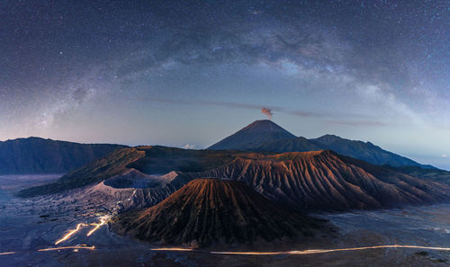 Scenic view of mountain range against sky