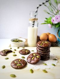 Close-up of cookies on table