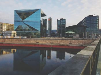 Reflection of buildings in city