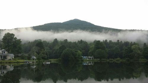 Scenic view of sea during foggy weather