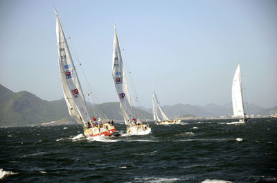 Boat sailing in sea