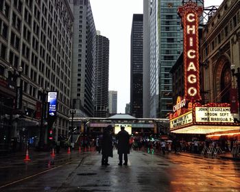 People walking on city street