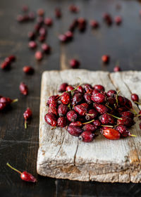 Rose hip on old wood