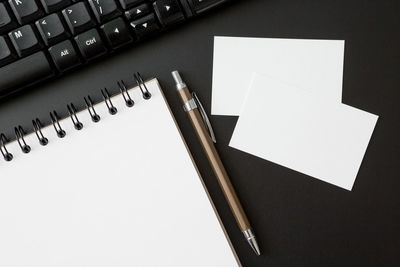 High angle view of pen on table