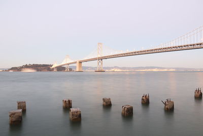 Suspension bridge against clear sky