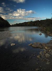 Scenic view of lake against sky