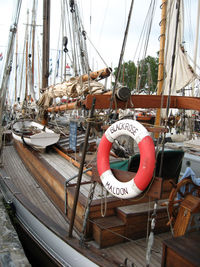 Boats moored in harbor