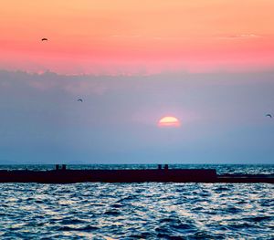View of sea against sky during sunset