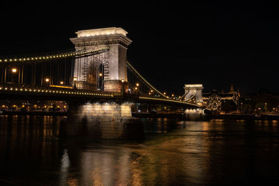 Szechenyi chain bridge at night, budapest, hungary