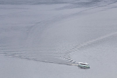 Aerial view of ferry boat in sea