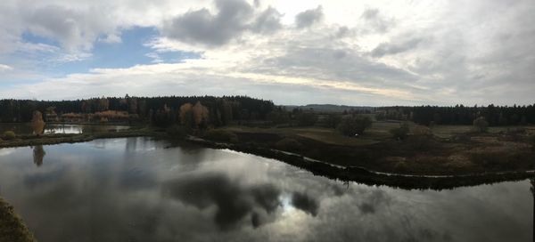 Panoramic view of lake against sky