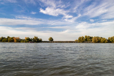 Scenic view of lake against sky