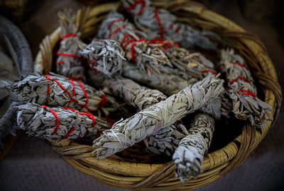 Close-up of wicker basket