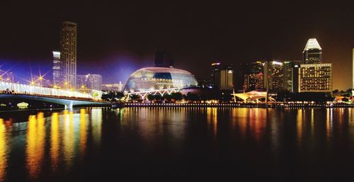 Illuminated buildings at waterfront