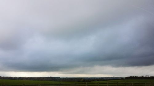 Scenic view of field against cloudy sky