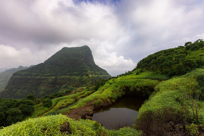 Scenic view of mountains against sky