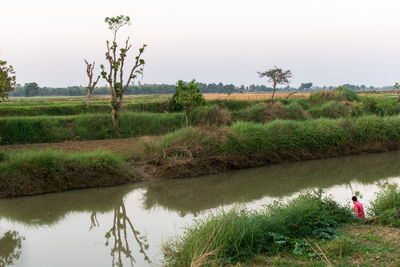 Scenic view of lake against sky