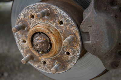 Close-up of rusty machine