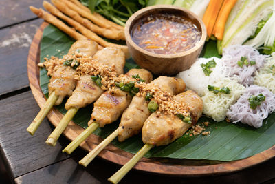 Close-up of food in plate on table