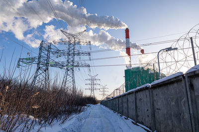 Air pollution from a natural gas and coal power plant. emissions harmful substances into atmosphere.