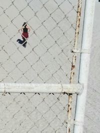 High angle view of man on zebra crossing