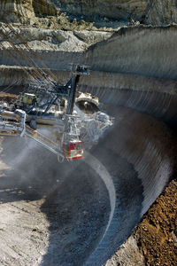 Cropped image of bucket wheel excavator at stoilensky mining and processing plant