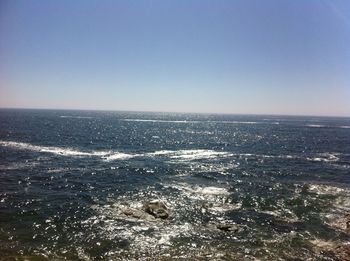 Scenic view of sea against clear sky