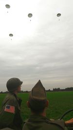 Low angle view of hot air balloon