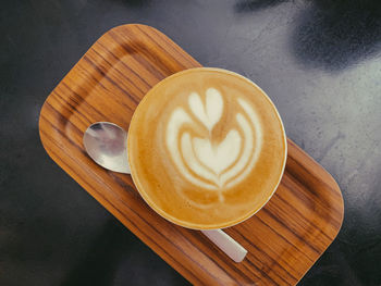 High angle view of coffee on table