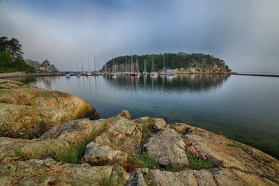 Scenic view of lake against sky