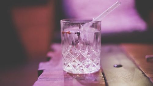 Close-up of gin glass on table