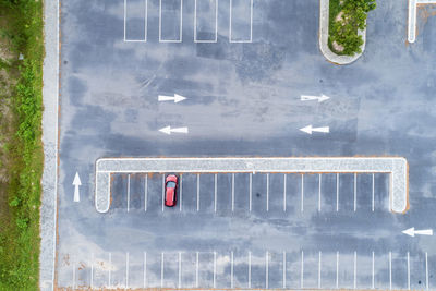 Aerial view of parking lot 