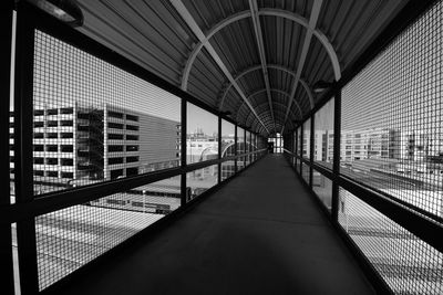 Empty footbridge in city