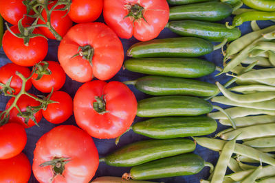 High angle view of tomatoes for sale in market