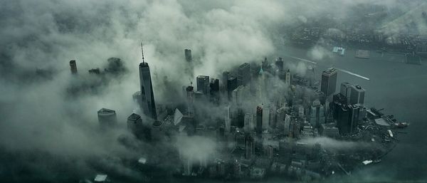 Aerial view of modern buildings in city