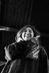 Portrait of smiling girl in snow