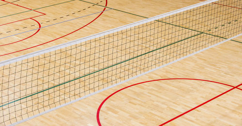 High angle view of net in court