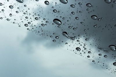 Full frame shot of wet glass window