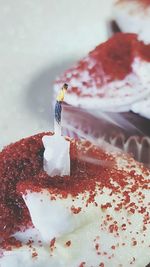 Close-up of candle on cupcake during birthday