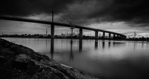 View of bridge over the river against clouds