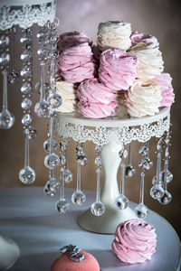 Close-up of candles on table