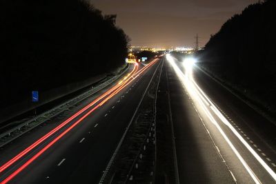 Light trails on highway at night