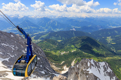 Aerial view of snowcapped mountains against sky