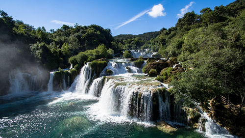 Scenic view of waterfall in forest