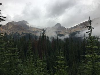 Scenic view of mountains against cloudy sky