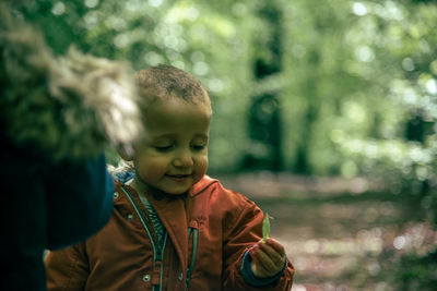 Portrait of cute boy outdoors