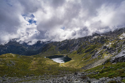 Scenic view of mountains against sky