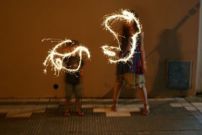 Firework display at night