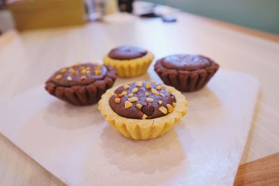 Close-up of cupcakes on table